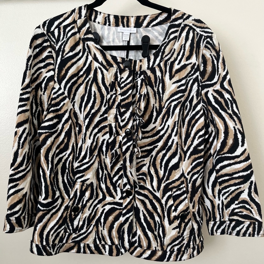 Charter Club Women’s Animal Print Jacket Size XL